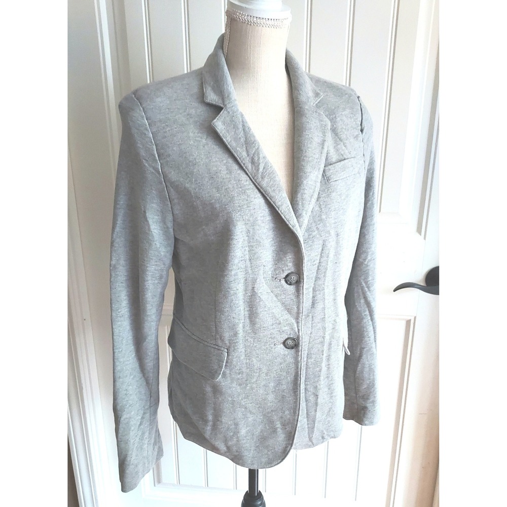 Kamali Womens‎ Gray Cotton Blend Blazer Jacket Long Sleeve Button Front Casual